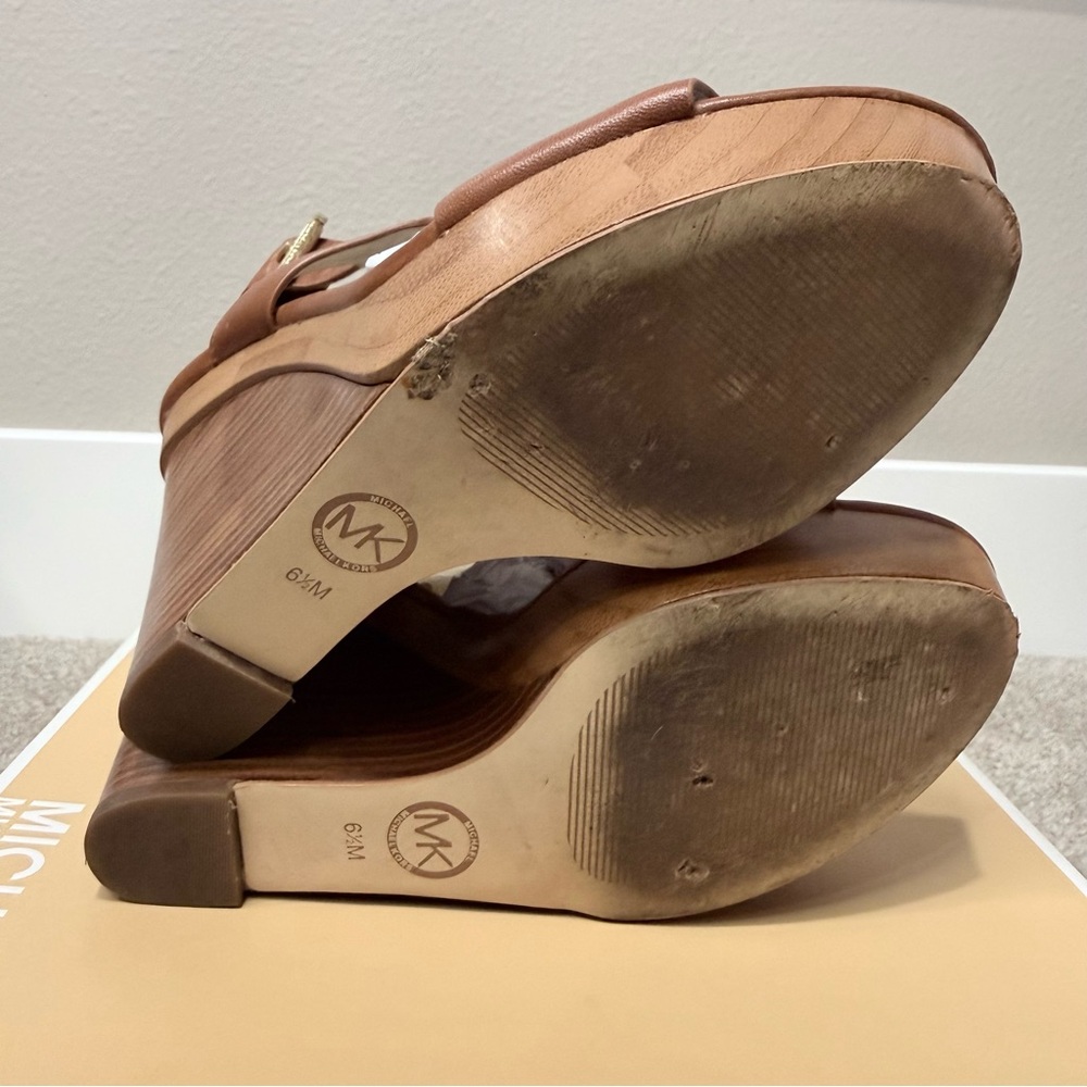 Michael Kors Josephine wedge leather platform sandals size 6.5 - Picture 10 of 16